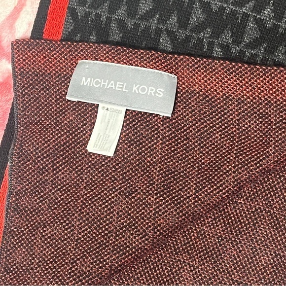 Micheal Kors long light weight black red and gray scarf - Picture 6 of 8